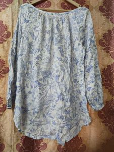 Light Blue Floral Print Tunic Top