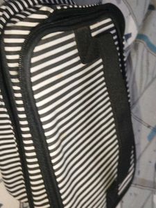 Black &amp; White Striped Travel Toiletry/Cosmetic Bag