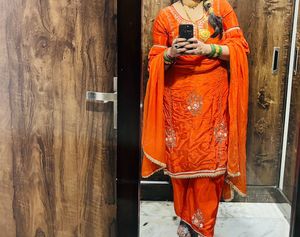 Vibrant Orange  Embroidery tailor fency suit