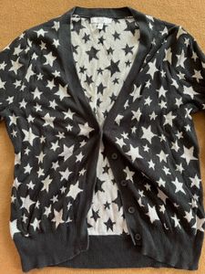 Star Print Button-Up Cardigan