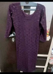 Stylish Sequin Embellished  purple kurti
