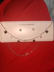 Charming Heart necklace with Pearl earring