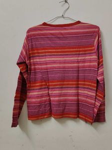 Striped V-Neck Long Sleeve Top