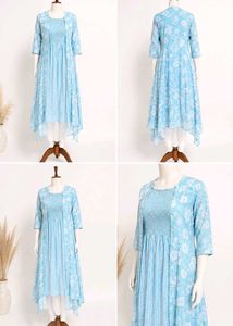 Light Blue Floral Print Kurta
