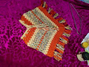Kids Crochet Winter Girls Poncho Crochet Multi Vibrant Rainbow Girls Poncho 2 Years