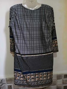 Stylish Plaid Sleeve Detail Top XXL 4O"-42"