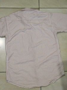 Men’s Pink &amp; White Striped Casual Shirt