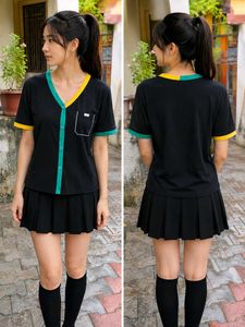 korean crop top mix shirt