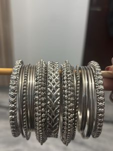 Set of Oxidized Silver Bangles