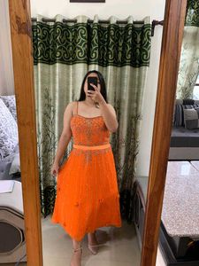 Stunning Orange Embellished Gown