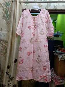 Beautiful Pink Printed Kurta with Pant Set