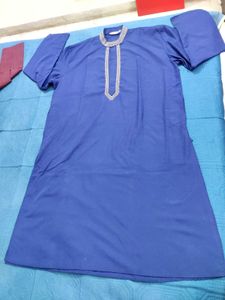 Men's Blue Embroidered Kurta