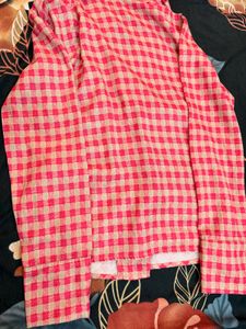 Chic Pink Gingham Collared Top