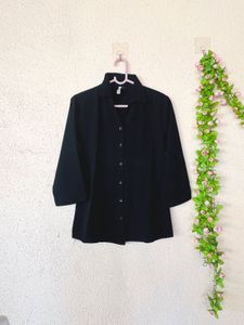 Classic Black Collared Button-Up Shirt