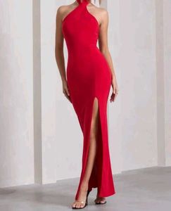 Stunning Red Halter Neck Maxi Dress