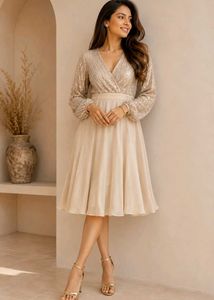 Sparkling Sequin V-Neck Midi Dress