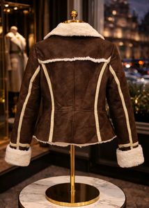 Women Shearling Aviator Suede Jacket