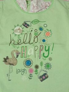Cute Green Hello Happy Star Shorts Set