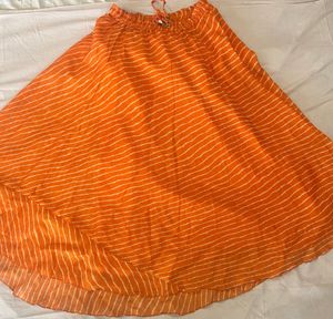 Vibrant Orange Striped Skirt