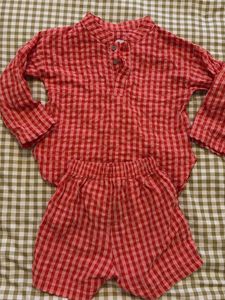Red Gingham Outfit Set