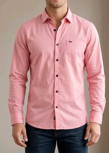 Stylish Pink Shirt with Black Buttons | Men’s Casu
