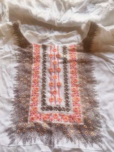 Embroidered White Kurta