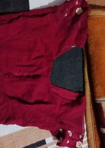 Elegant Maroon Embroidered Saree