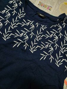 Navy Blue Embroidered T-Shirt