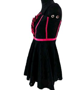 Black Strapless Dress with Pink Trim