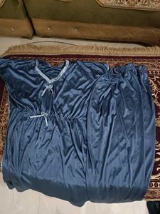 Blue Satin Night Suit Set