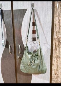 Stylish Green Leather Hobo Bag