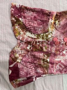 Pink Sleeveless Button-Up Top with Fairy Graphic