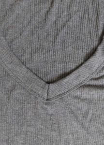 Women's Grey Ribbed V-Neck Crop Top