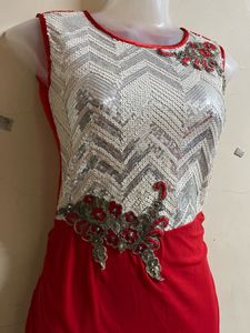 Red Glitter Long Gown♥️