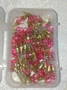 Pink Beaded Tassel Jewellery Set
