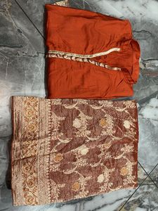 Orange Embroidered Kurta and skirt