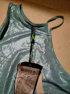 Sparkly Silver One Shoulder Top