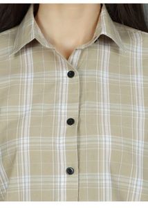 Classic Beige Plaid Long Sleeve Shirt