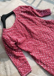 Mirror Work Embroidery A Line Gown With Dupatta