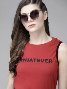 Red "Whatever" Graphic Tank Top