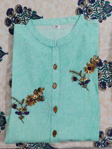 Beautiful Mint Green Kurta with Embroidery