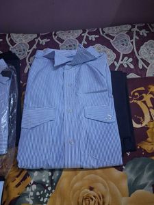 Men's Blue Striped Shirts (Set of 5)