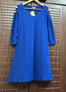 Royal Blue Cold Shoulder Kurta wool