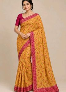 Elegant Yellow Printed Saree