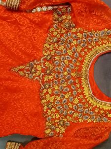 Stunning Orange Embroidered suit