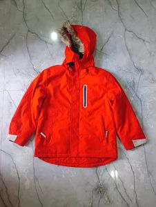 HandM Orange Fur Hooded Winter Coat