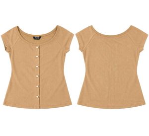 Ribbed Button-Up Top with Pearls