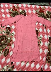 Pink Cotton Chikankari Kurta