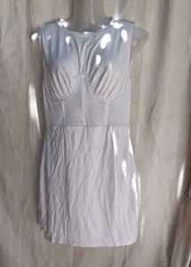 I. White Corset Mesh Sheer Mini Dress