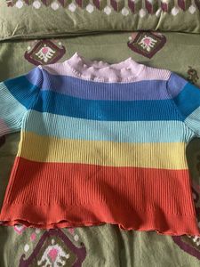 Rainbow Striped Knit Top